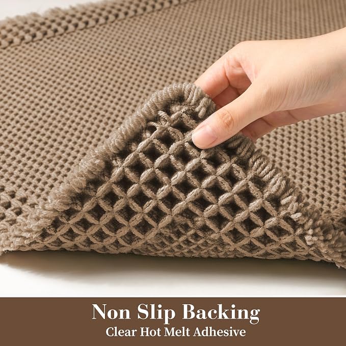 RESARE Waffle Bathroom Runner Rugs, Non Slip Boho Bath Mat 24"x48" Brown | Long - Image 4