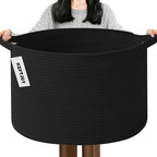 115L Extra Large Blanket Basket, Woven Rope Laundry Basket Hamper by HZFTJOY