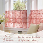 jinchan Ruffled Kitchen Valance Pom-Pom Voile Valance Curtains Sheer Shabby - Image 7