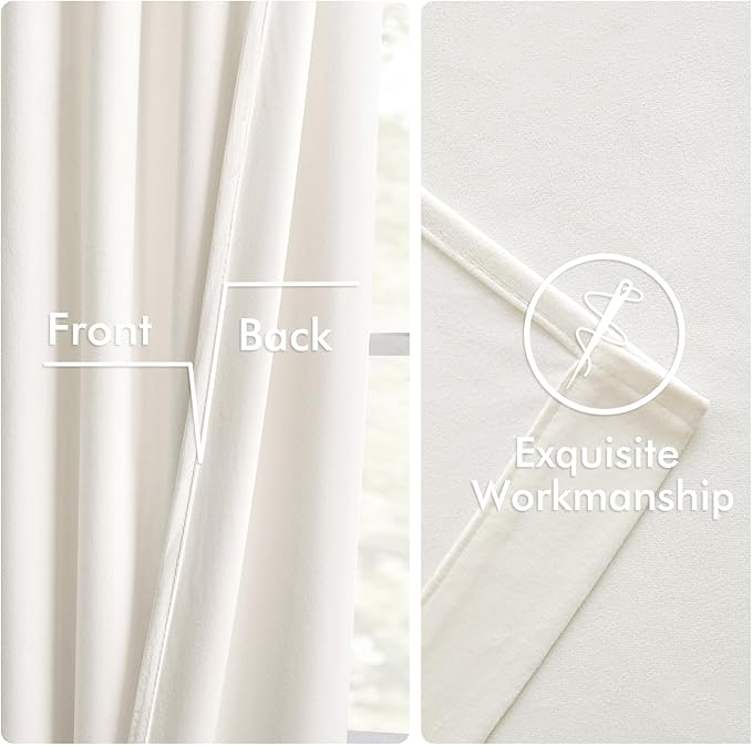 MIULEE Velvet Curtains 50W x 92L 2 Panels Ivory Blackout Curtains | Luxury - Image 6