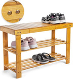 Purawood Bamboo 3 Tier Shoe Rack Bench, Premium Shoe Organizer or Entryway Bench - Image 5