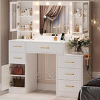 TOKSOM 51" Vanity Desk with Mirror and Lights & Charging Station, Bedroom by TOKSOM