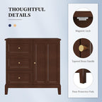 HLR Accent Cabinet with 3 Drawers and Door, Wooden Storage Cabinet with Shelves - Image 6