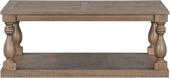 Merax Vintage Coffee Table Featuring Artistic Vase Column Legs and Luxurious - Image 6