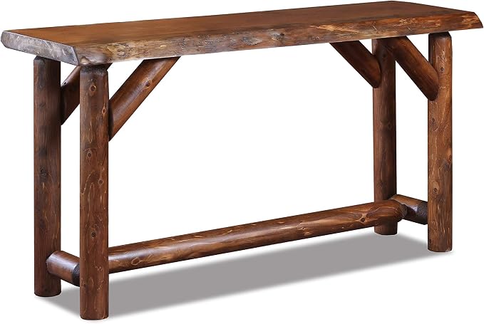 Rustic Sofa Table 56" Live Edge Console Table Cedar & Pine Wood - Image 5