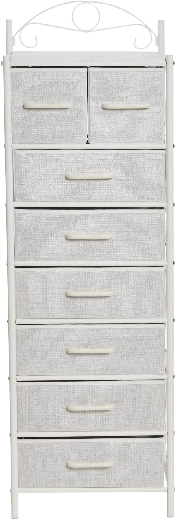 Household Essentials Scandinavian White Iron & Wood Tower Dresser - Image 4