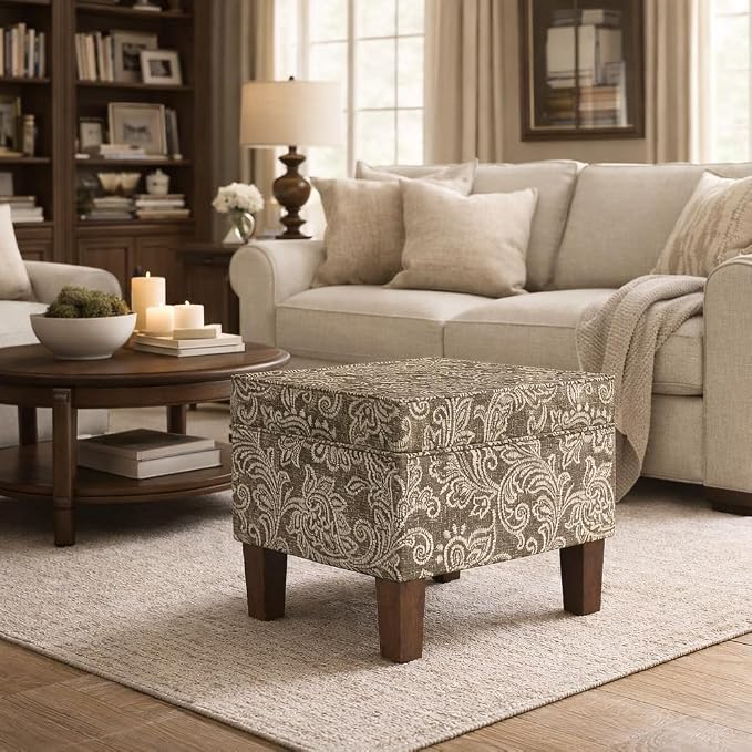 Homepop Home Decor |K7646-A880| Upholstered Modern Rectangular Storage Ottoman - Image 2