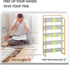 4NM No Assembly Extra Wide 5 Tiers Folding Bookshelf Storage Shelves Vintage - Image 6