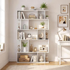 Giantex 5-Tier Bookshelf, 10-Cube White Geometric Bookcase - Image 2