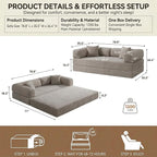78" 4-in-1 Convertible Sofa Bed, Boneless Corduroy Sleeper Couch - Image 2