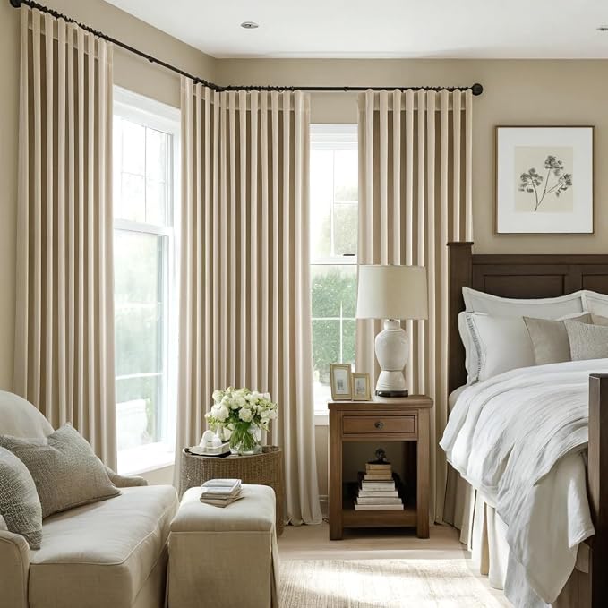 MIULEE Velvet Curtains 52x84 inches 2 Panels Beige Blackout Curtains | Luxury - Image 6