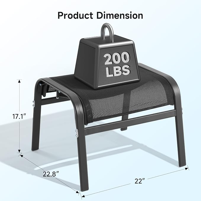 ONBRILL Outdoor Ottoman Foot Rest Set of 2, Textilene Fabric Outdoor Footstool - Image 3