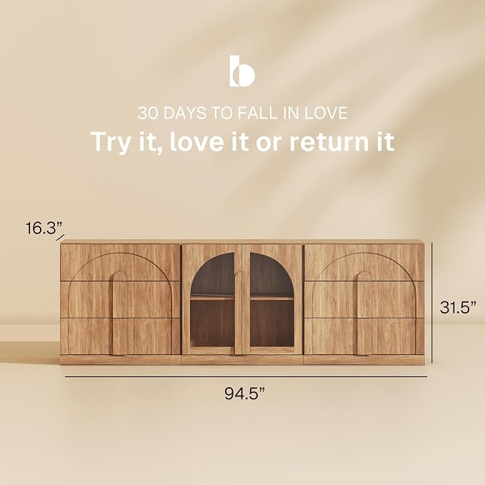 BELLEZE 3-Piece Sideboard Cabinet Set Freely Configurable, Modern Wood Modular - Image 2