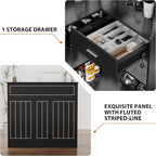 L-Shaped Home Bar Unit with Power Outlet, 4-Tier Corner Liquor Bar Cabinet with - Image 6