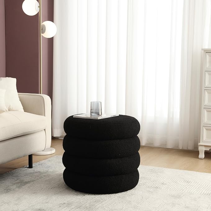 Flouki 19.5" Storage Ottoman Round, Vanity Stools - Image 8