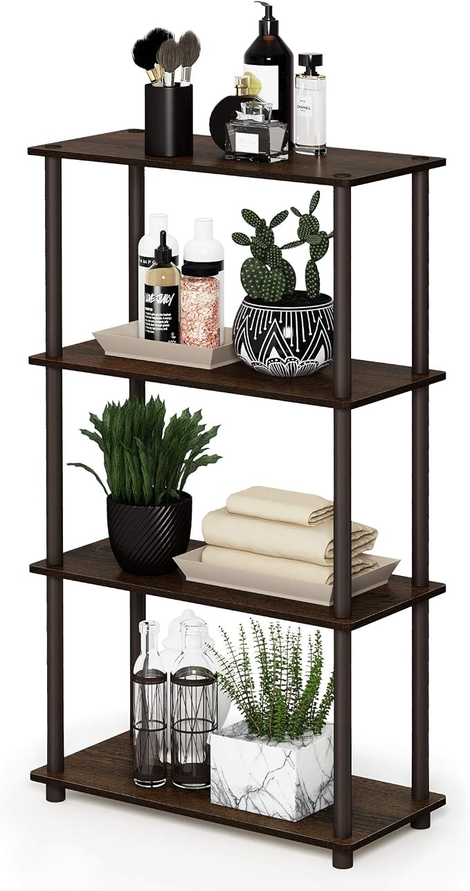 Furinno TURN-N-TUBE Storage Shelves, 4-Tier Toolless Book Shelf, Corner Shelf by Furinno-FitsYourSpaceFitsYourBudget