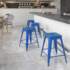 Flash Furniture Kai Commercial Grade 24" High Backless Blue Metal - Image 2