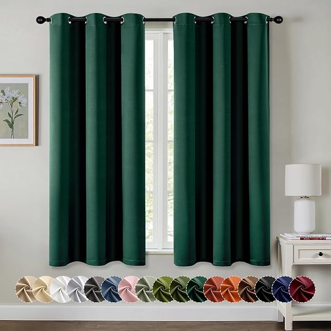 MIULEE Blackout Curtains for Bedroom 2 Panel 40 x 54 Inch Long Hunter Green | by MIULEE