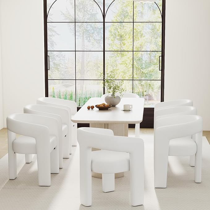 RIVOVA Modern Barrel Dining Chairs Set of 8, PU Leather Upholstered Accent Side by RIVOVA