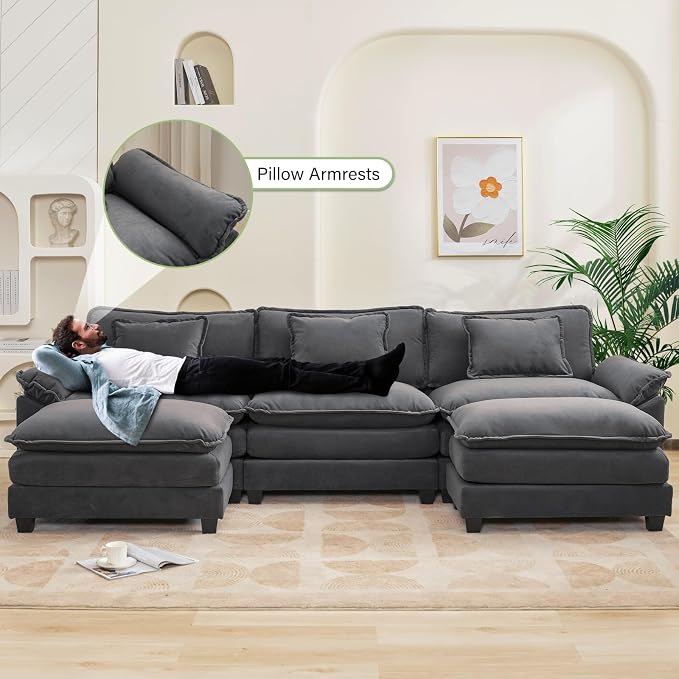 Oprisen 120" Modular Sectional Sofa, Comfy Cloud Couch Sectional Sofa - Image 5