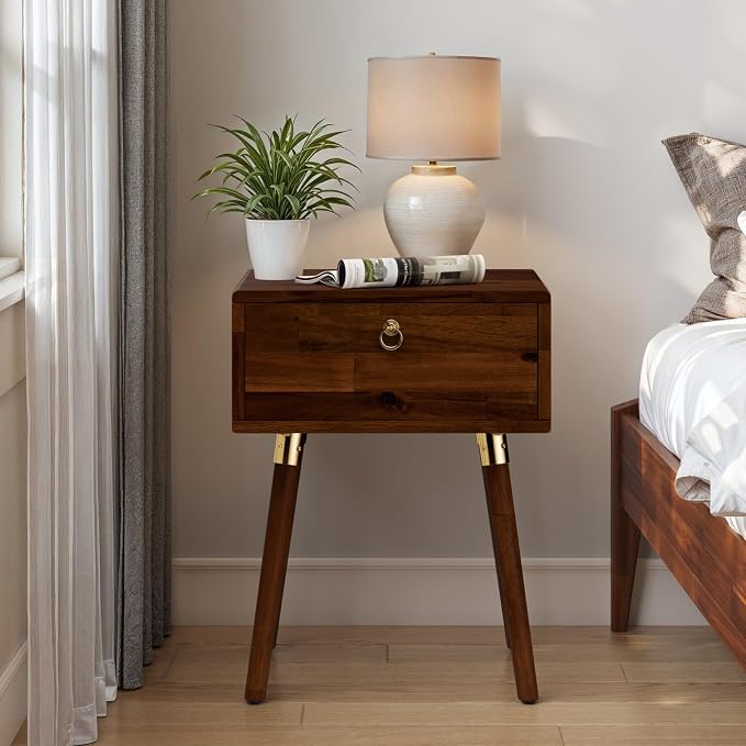 Bme Alden Solid Wood Nightstand/Side Table/End Table, Fully Assembled, by Bme