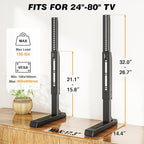 Universal TV Stand Mount for 24-80 inch Flat or Curved TVs, Height Adjustable - Image 3