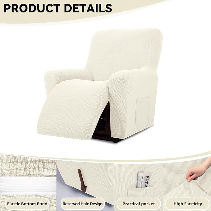 Cupuamon Recliner Chair Covers, Lazy Boy Recliner Covers Stretch Reclining - Image 4