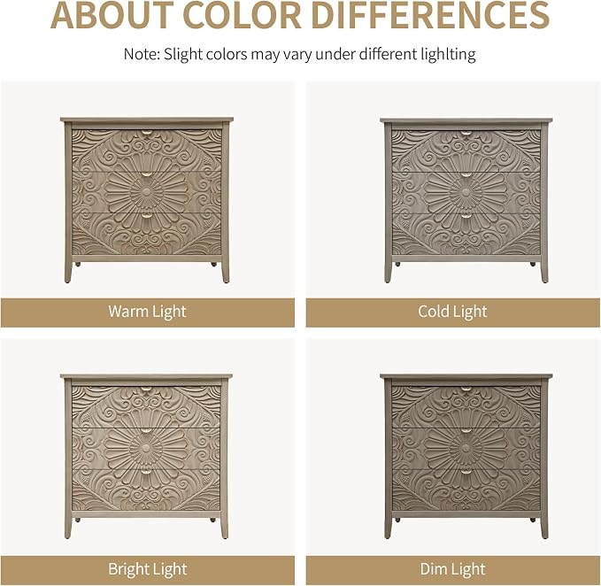 3 Drawer Nightstand, 30 in Tall Accent Storage Cabinet - Image 3