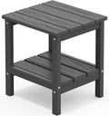 SERWALL 2-Tier HDPE Outdoor Side Table, Weatherproof Rectangular Adirondack by SERWALL
