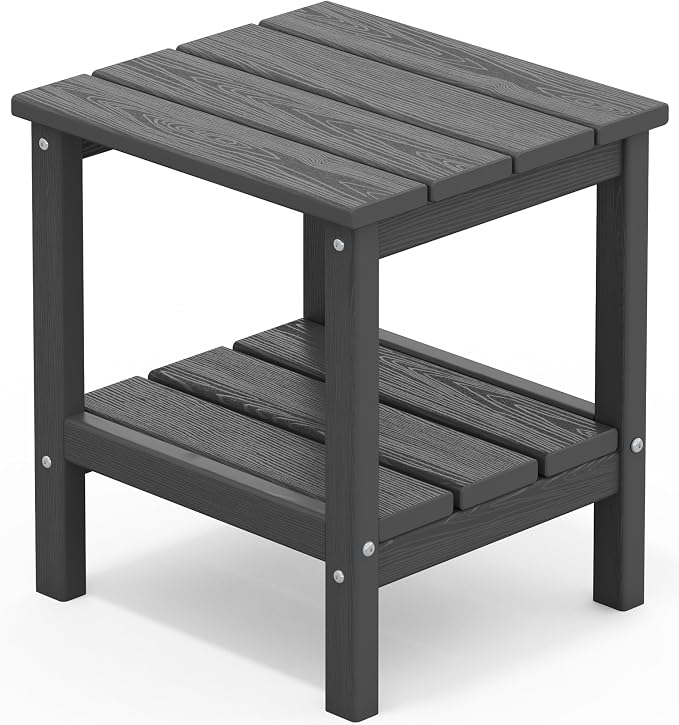 SERWALL 2-Tier HDPE Outdoor Side Table, Weatherproof Rectangular Adirondack by SERWALL