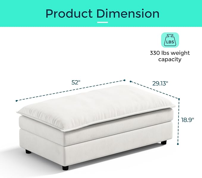 LINSY HOME Ottoman Modular for Sectional Sofa Couch, Cloud Sofa Movable Ottoman - Image 2