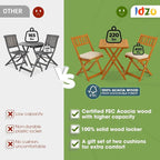 Idzo Heavy Duty 400lbs Capacity Patio Bistro Set 3 Piece Outdoor, Folding - Image 6