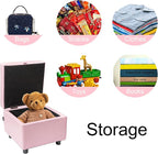 H&B Luxuries Tufted Leather Square Flip Top Storage Ottoman Cube Foot Rest - Image 7