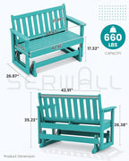SERWALL 2 Person Patio Glider Bench, HDPE Material Weather-Resistant Swinging - Image 2