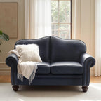 60" Wide Genuine Leather Chesterfield Loveseat, 2 Seat Leather Sofa by Thesupportyouneed