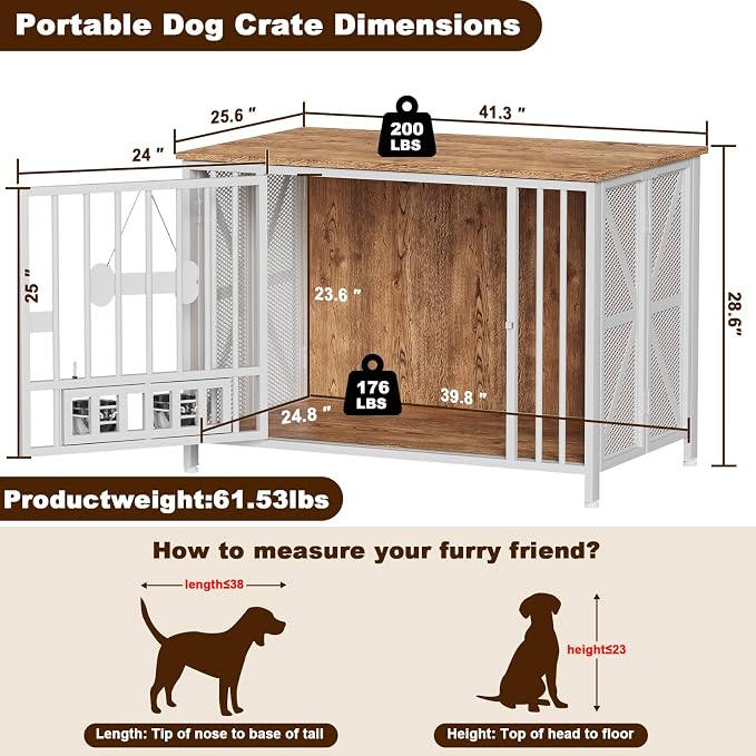 Easycom Foldable Large Dog Crate Furniture, 41.3" Assembly-Free Dog Crates - Image 5