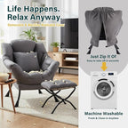 Lazy Chair with Ottoman, Large Accent Chair with Ottoman and a Throw Pillow - Image 4
