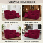 Recliner Loveseat Covers with Console, 6-Piece Stretch Geometric Strokes - Image 7