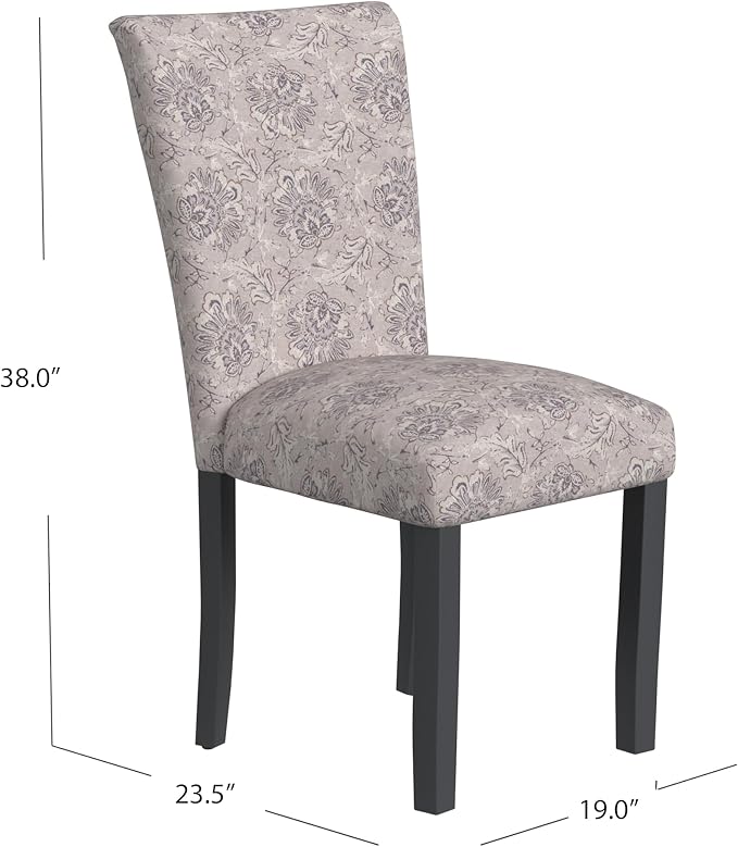 HomePop Classic Parsons Dining Chair -Gray Linen Artistic Floral Print - Image 3