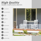 Outvita Outdoor Rocking Chair, Solid Wood High Back Rocker, All Weather Lounge - Image 4
