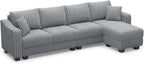 Belffin Sectional Couch with L-Shape Chaise L Shaped Couch with Ottoman - Image 9
