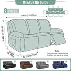 TAOCOCO Recliner Sofa Covers 8-Pieces Stretch Large Couch Covers - Image 5