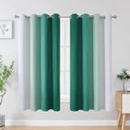 Green and Greyish White Blackout Curtains 52Wx63L 2 Panels | Ombre Curtains - Image 2