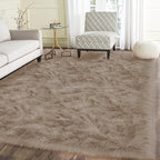 Latepis 5x8 Area Alfombras para Salas Washable Light Brown Beige Faux Fur by Latepis
