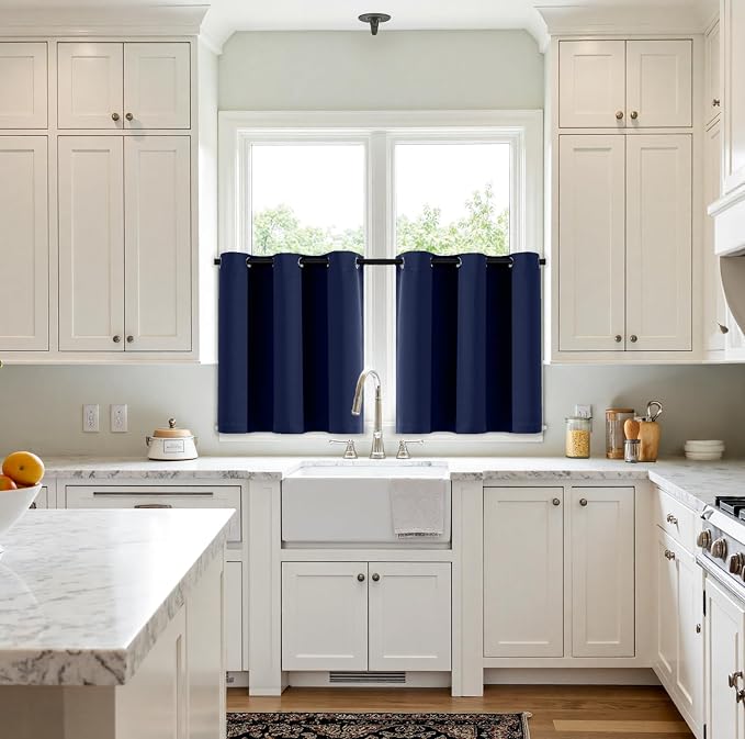 MIULEE Blackout Curtains for Bedroom 2 Panels 40 x 36 Inch Long Navy Blue | - Image 2