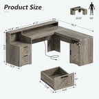 YOMILUVE 63" Farmhouse L Shaped Executive Desk - Image 2