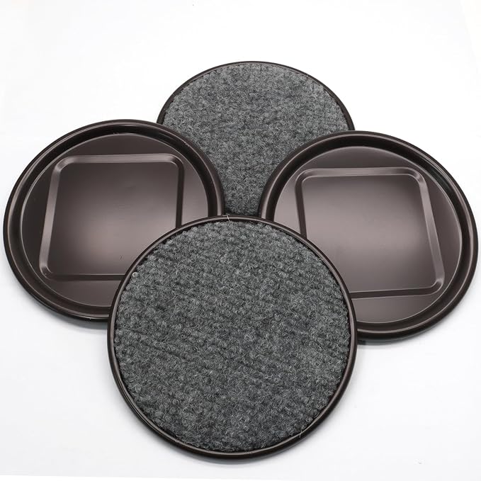 12Pcs Round Metal Felt Furniture Caster Cups, 4Inch Carpet-Bottom Furniture - Image 2