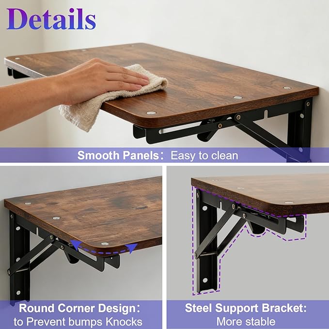 Wooden Folding Shelf Wall Mounted - Image 4
