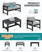 SERWALL 4 Pieces HDPE Outdoor Sofa Set - Image 5
