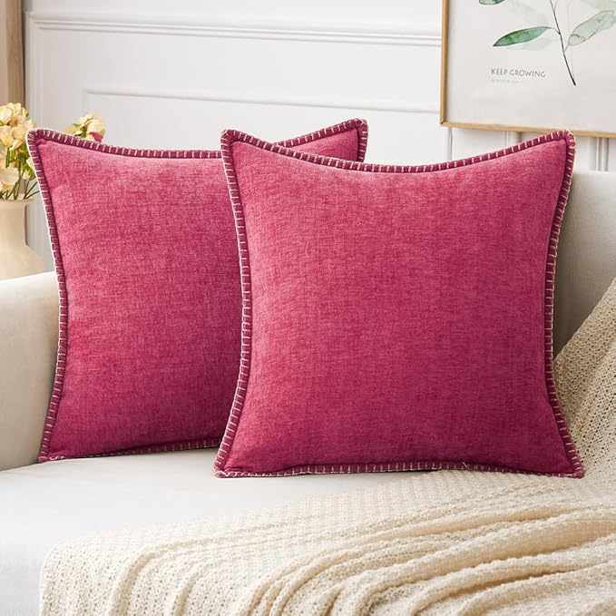 MIULEE Decorative Couch Throw Pillow Covers 20x20 Inch Hot Pink 2 Pack | by MIULEE
